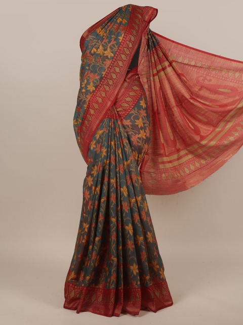 

Pothys Grey & Red Woven Design Zari Saree