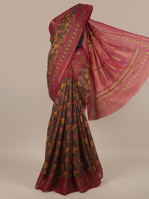 

Pothys Brown & Magenta Floral Printed Saree