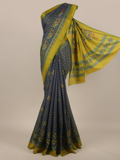 

Pothys Blue & Gold-Toned Pothys Chiffon Saree