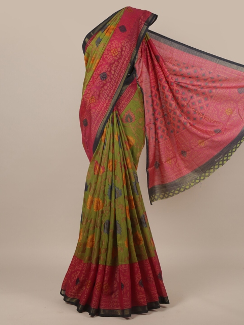 

Pothys Green & Pink Chiffon Saree