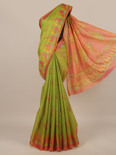 

Pothys Green & Orange Printed Saree