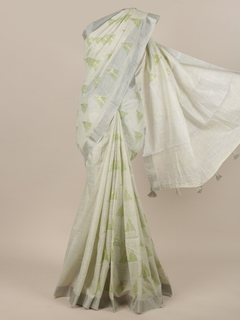 

Pothys Green Linen Blend Saree