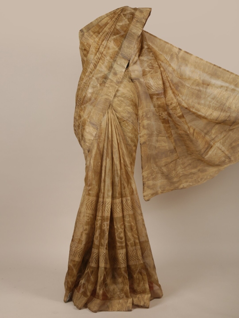 

Pothys Brown & Off White Jute Silk Saree