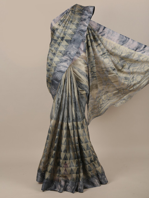 

Pothys Grey & Beige Jute Silk Saree