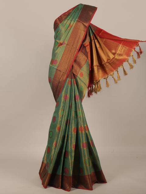 

Pothys Green & Pink Woven Design Zari Jute Silk Saree