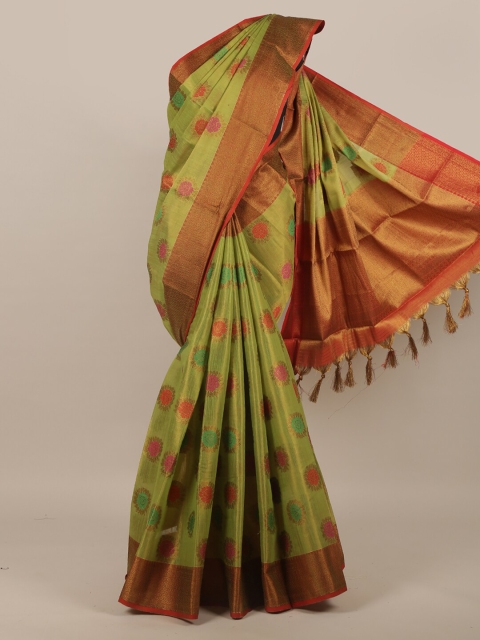 

Pothys Green & Red Woven Design Zari Jute Silk Saree