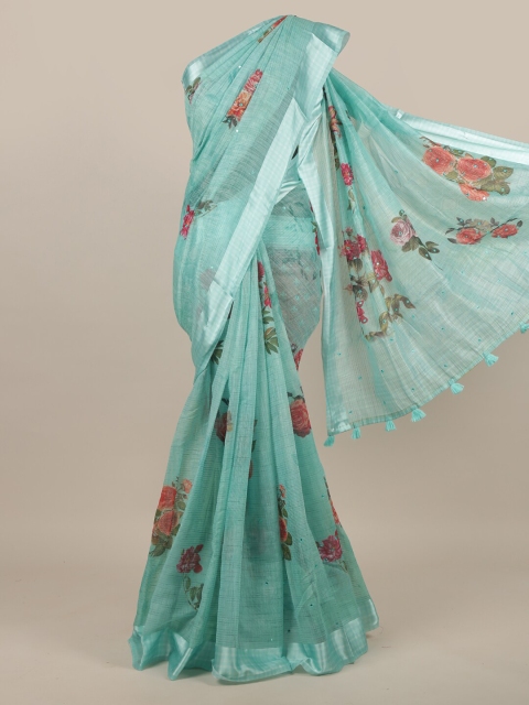 

Pothys Green & Pink Floral Printed Saree