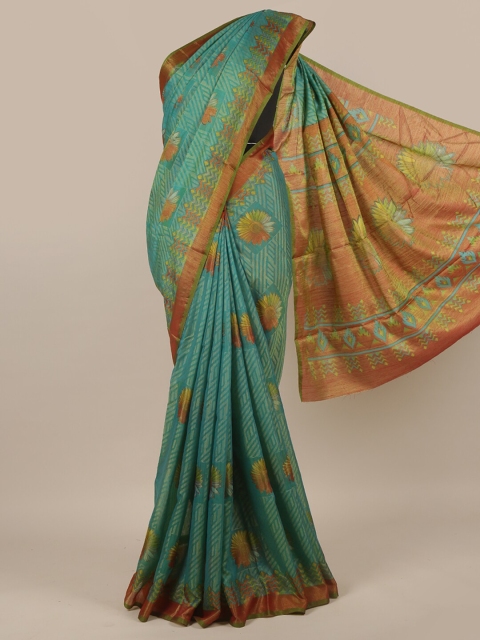 

Pothys Green & Orange Floral Saree