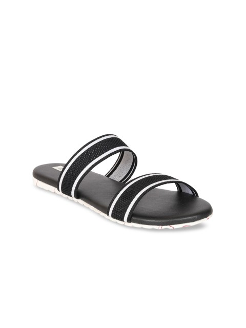 

Zyla Women Black Striped Open Toe Flats