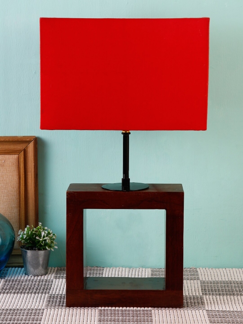 

Devansh Red Square Wood Table Lamp