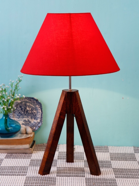 

Devansh Red Tripod Wooden Table lamp