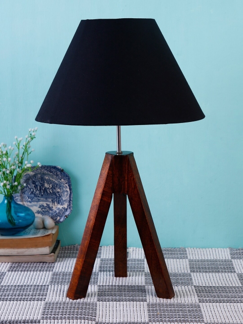 

Devansh Black & Brown Drum Tripod Wood Table lamp