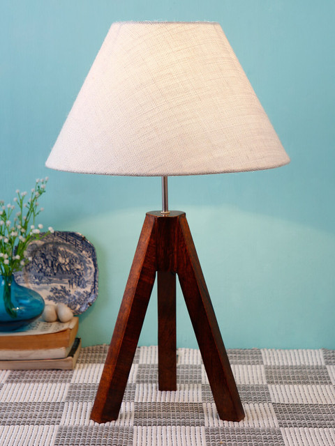 

Devansh White Jute Drum Tripod Wood Table Lamp