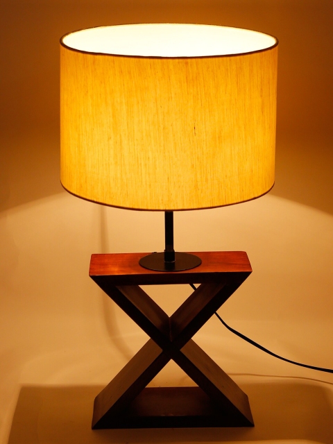 

Devansh Off-White Cross Wooden Table Lamp with Shade