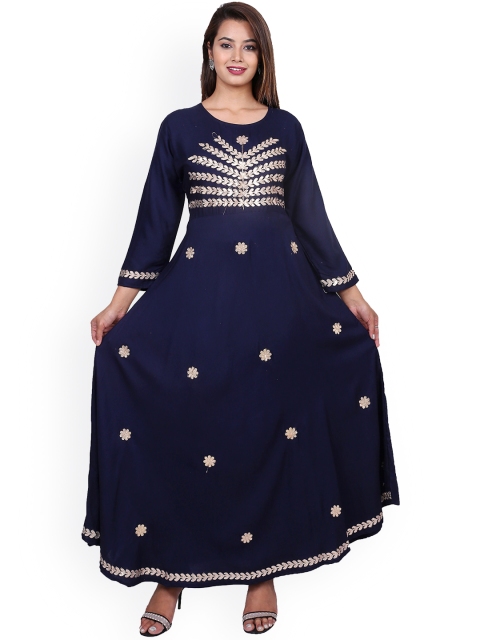 

PNEHA Women Blue Ethnic Motifs Embellished Flared Sleeves Anarkali Kurta