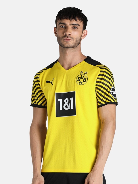 

Puma Men Yellow & Black Printed V-Neck T-shirt