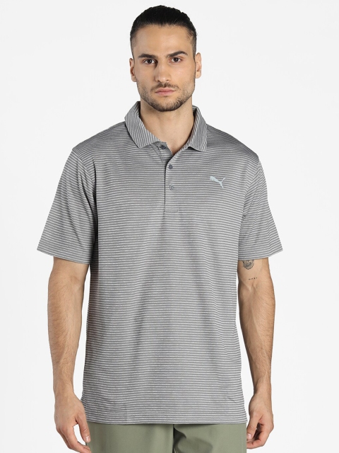 

Puma Men Grey Striped Sports T-Shirt