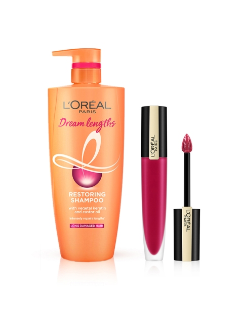 

LOreal Paris Set of Dream Length Restoring Shampoo & Liquid Lipstick, Orange