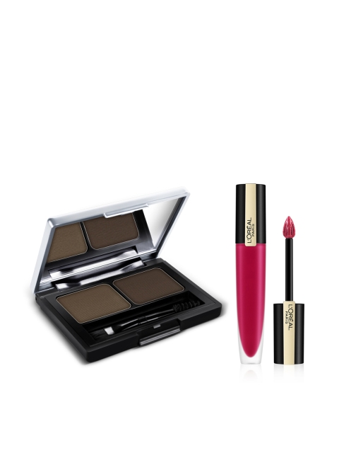 

LOreal Set of Brow Artist Genius Kit & Liquid Lipstick, Brown