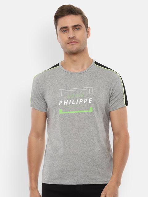 

Louis Philippe Sport Men Grey Typography Printed Slim Fit T-shirt