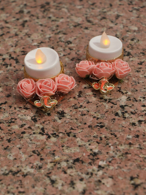

PASSION PETALS Set Of 2 Pink & White Floral Candle Holders