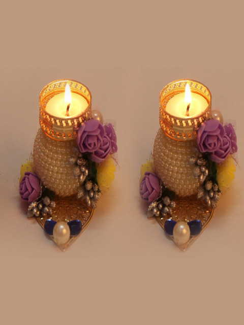 

PASSION PETALS Purple Set of 2 Candle Holders