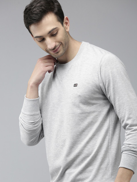 

Arrow Men Grey Melange Solid Pullover Sweatshirt