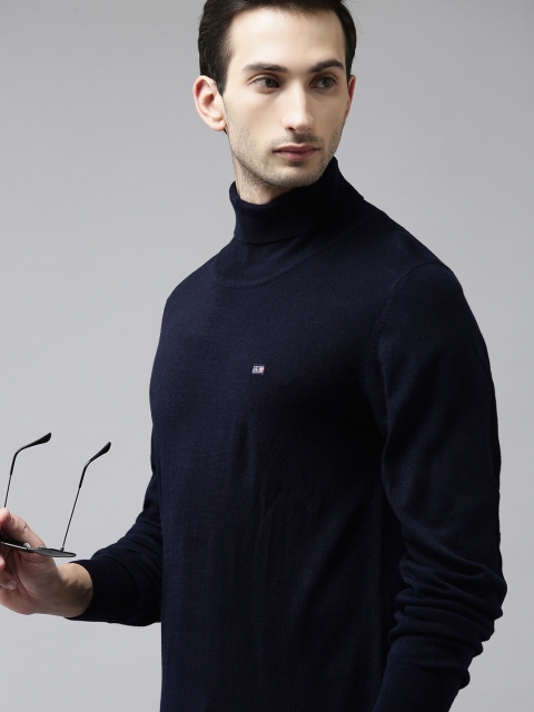 

Arrow Men Navy Blue Solid Turtle Neck Pullover Sweater