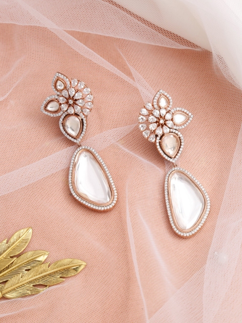 

Ruby Raang Rose Gold-Plated Contemporary Drop Earrings