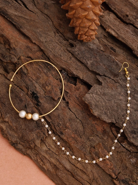 

Ruby Raang Woman Pearl Nose Ring, Gold