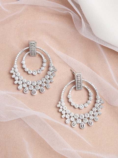 

Ruby Raang White Contemporary Chandbalis Earrings