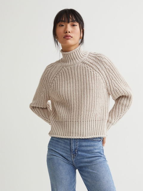 

H&M Women Beige Knitted Jumper
