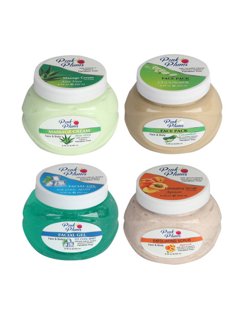 

Pink Plums Set of 4 Skin Care Gift Set, Multi