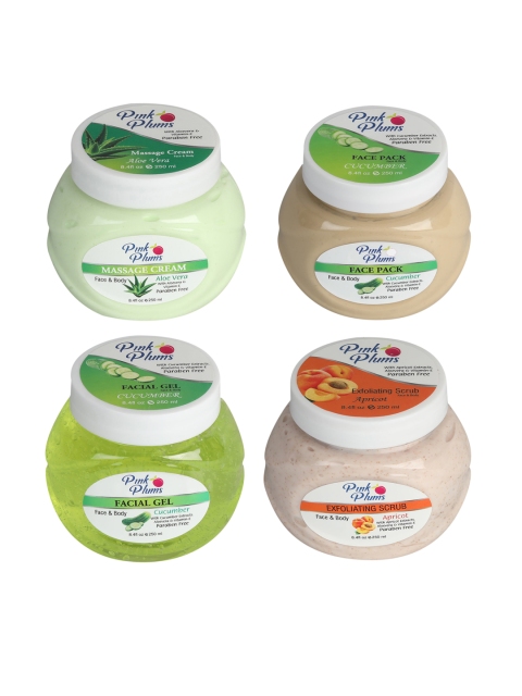 

Pink Plums Unisex Paraben Free Cucumber Apricot Facial Kit 1000ml, Multi
