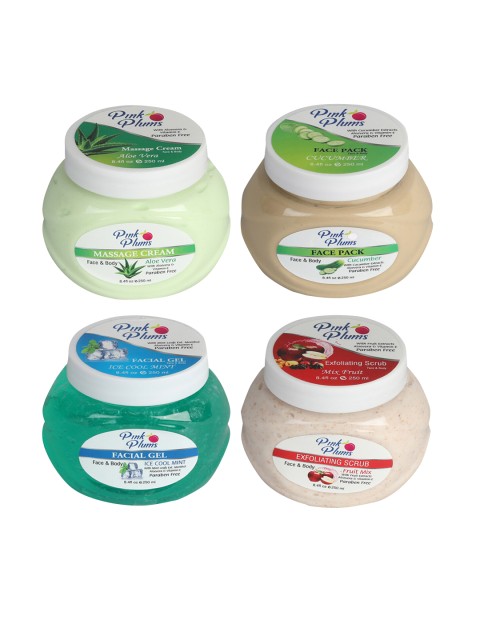 

Pink Plums Set of 4 Skin Care Gift Set, Multi