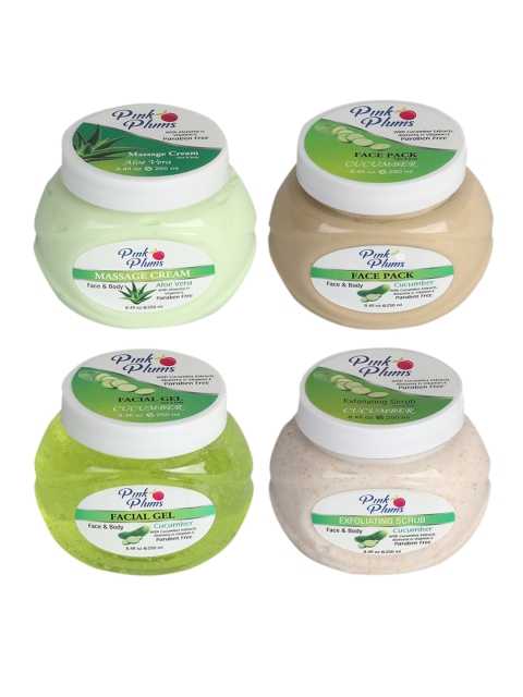 

Pink Plums Set of 4 Facial Kit - Face & Body Massage Creams Face & Body Face Pack, Multi