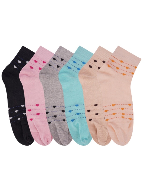 

N2S NEXT2SKIN Women Pack Of 6 Assorted Combed Cotton Above Ankle-Length Socks