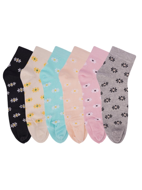 

N2S NEXT2SKIN Women Pack Of 6 Assorted Ankle-Length Socks