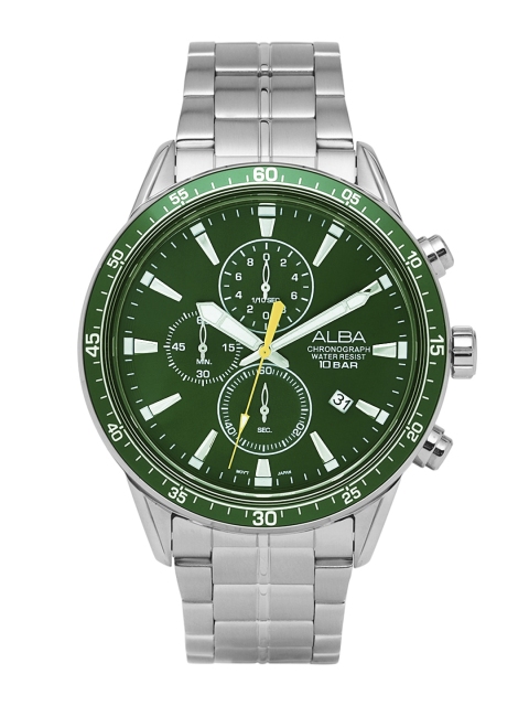 

Alba Men Green & Silver Toned Stainless Steel Bracelet Analogue Chronograph Watch AM3825X1