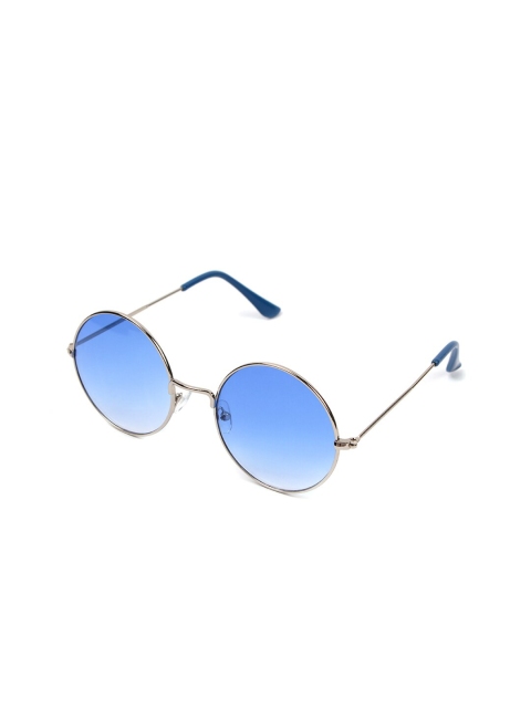 

FUZOKU Unisex Blue Lens & Silver-Toned Full Rim Round Sunglasses FZKSS2020SG0304