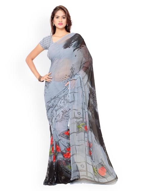 

Ligalz Grey Georgette Printed Saree
