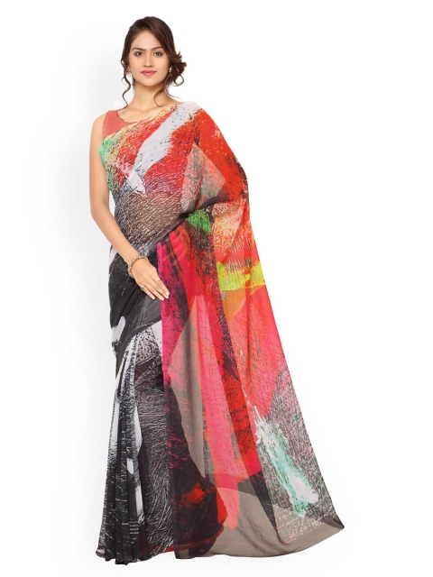 

Ligalz Red & Black Georgette Printed Saree
