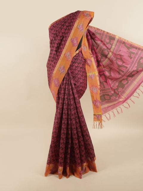 

Pothys Pink & Orange Floral Silk Cotton Saree