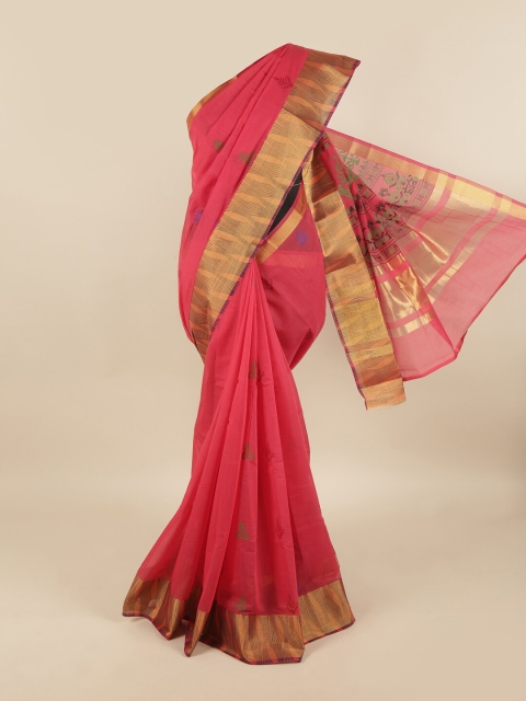

Pothys Magenta & Purple Ethnic Motifs Silk Cotton Saree