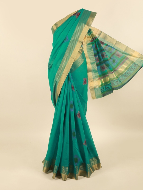 

Pothys Green & Red Floral Silk Cotton Saree
