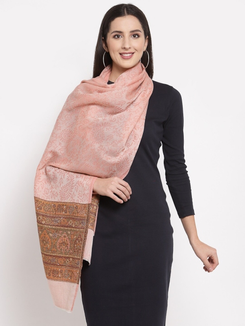 

Pashtush Women Pink & Brown Woven Design Designer Stole