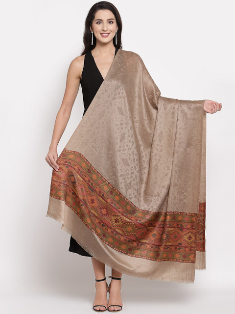 

Pashtush Women Beige & Maroon Paisley Printed Shawl