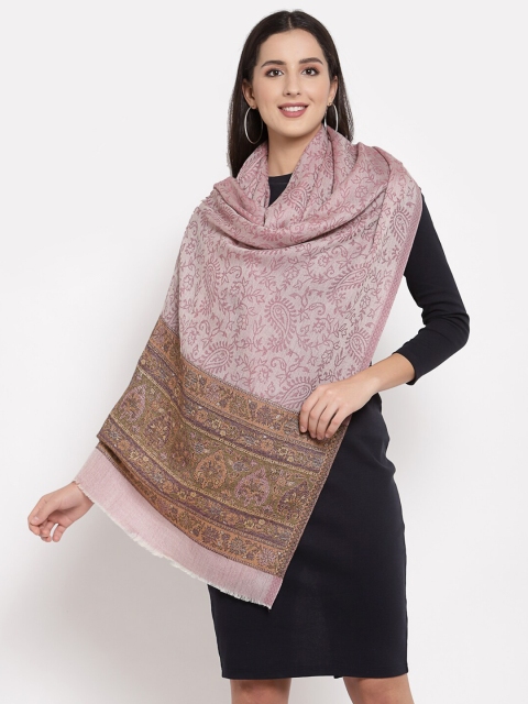 

Pashtush Women Pink & Beige Woven Design Designer Stole