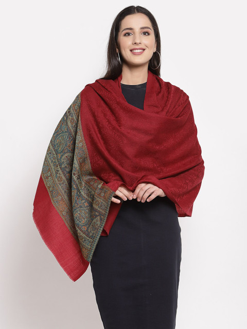 

Pashtush Women Red & Grey Printed Woolen Stole