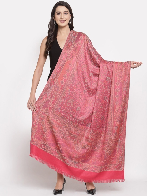 

Pashtush Women Pink Printed Jamawar Designer Shawl